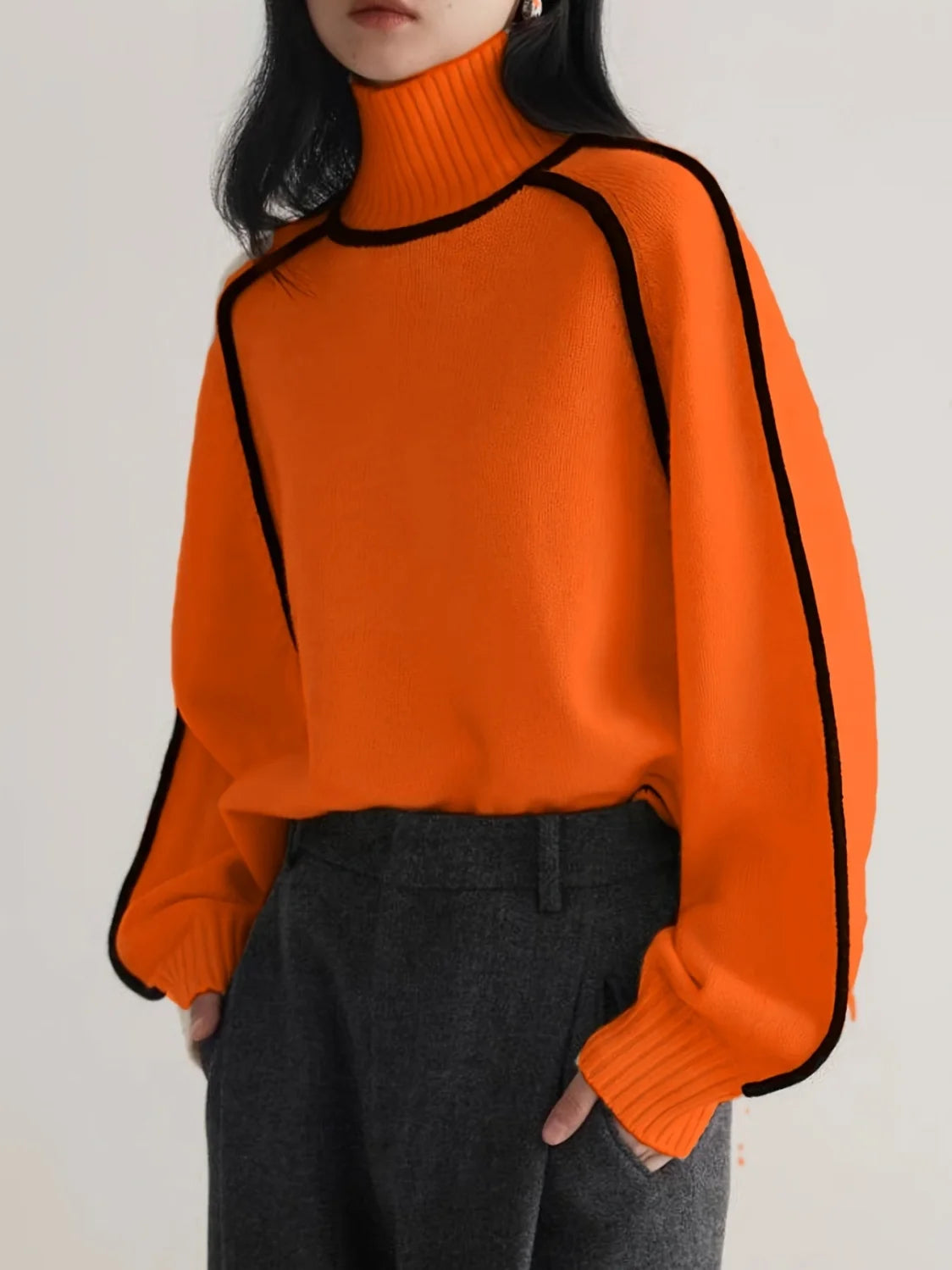 Suéter Mujer Cuello Alto Patchwork - Jersey Holgado Invierno