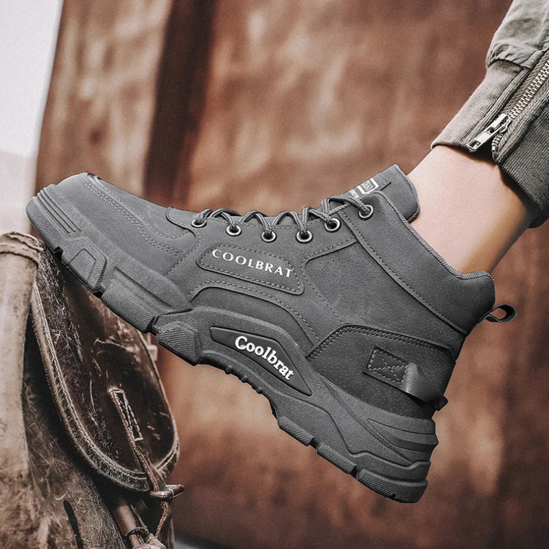 Botas Hombre Altas Plataforma - Casual Antideslizantes Cómodas Senderismo Outdoor Trabajo Cordones Tobillo