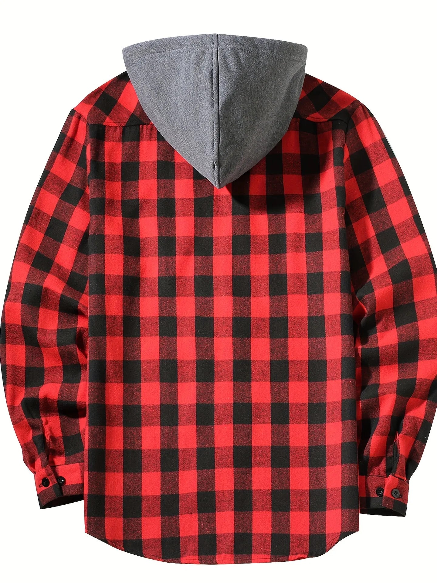 Camisa Hombre Franela Cuadros Capucha - Primavera Otoño Clásica Casual Botones Manga Larga Doble Bolsillos Hoodie Unisex