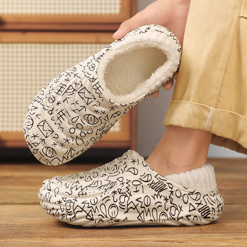 Pantuflas Hombre Invierno Algodón - Cálidas Antideslizantes Impermeables Talón