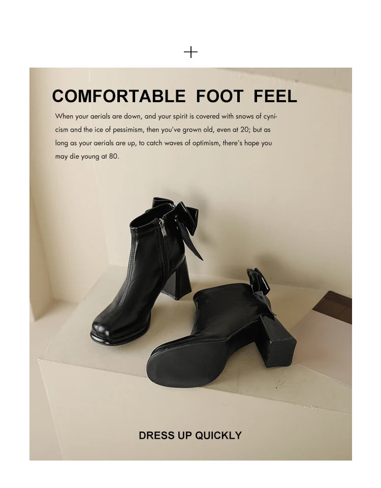 Botas Tobillo Mujer Plataforma Tacón - Lazo Trasero Calcetín Otoño Punk