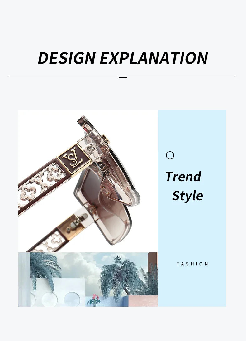 Gafas Sol Mujer Luxury 2025 - Lentes Retro Cuadradas Fashion Degradadas