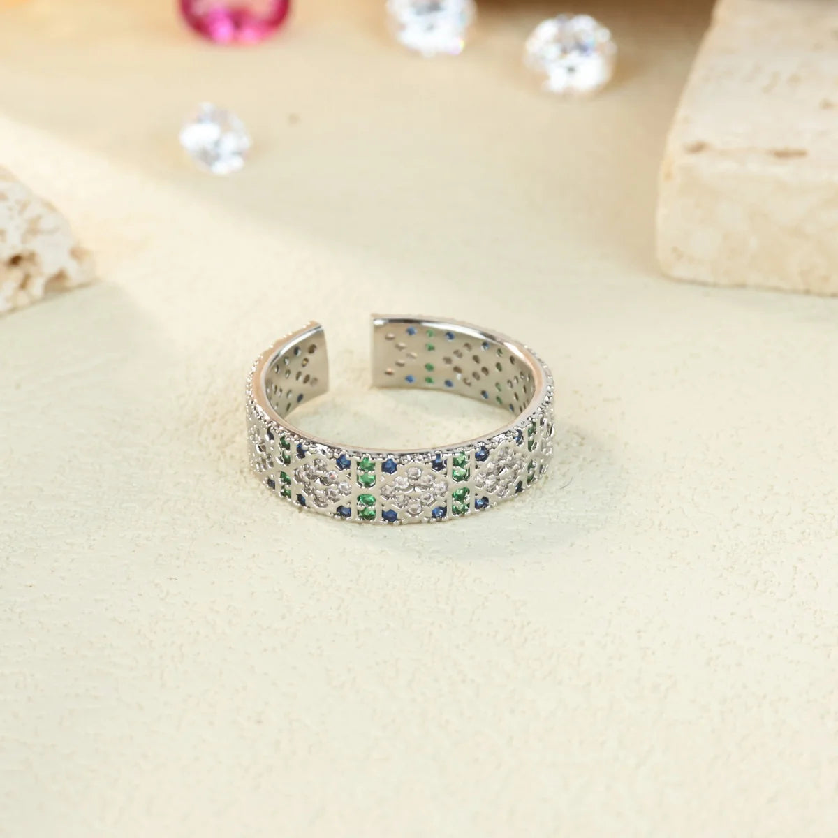 Anillo Circonita Arcoíris Mujer - Acero Inoxidable Dorado Boda 2025