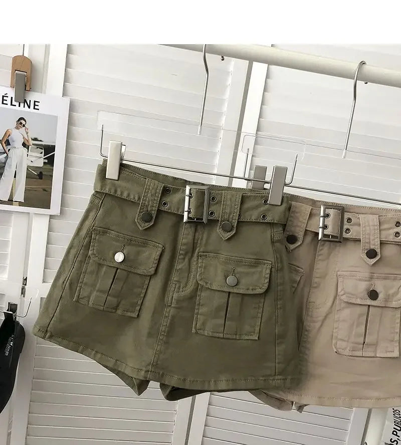 Falda Denim Mini Mujer Cargo - Falda Vaquera Bolsillos Cintura Alta 2025