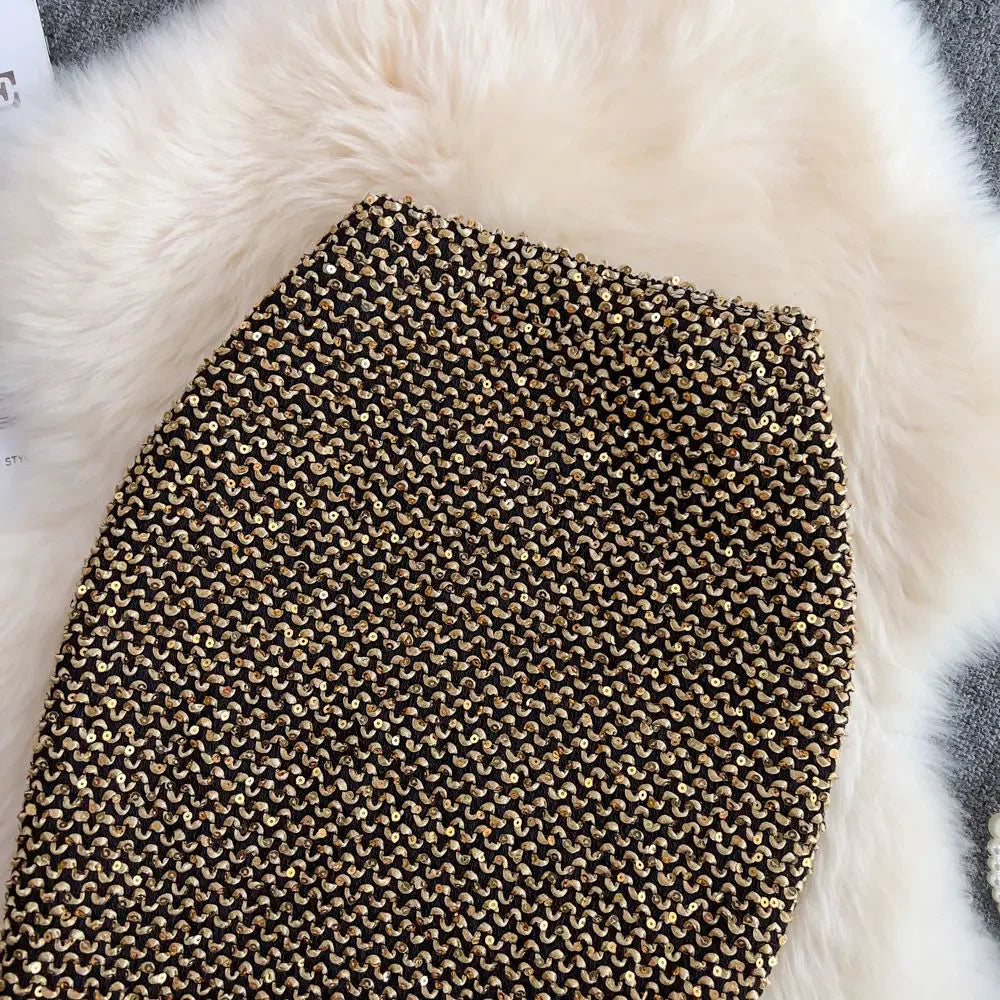 Falda Lentejuelas Mujer Oficina - Falda Elegante Formal Premium Coreana