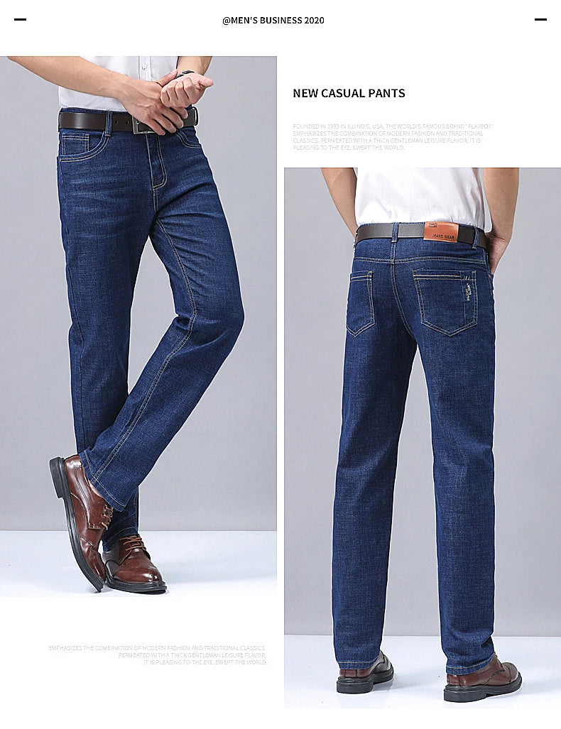 Vaqueros Hombre Verano Finos - Jeans Rectos Business Suaves Alta Calidad Trabajo