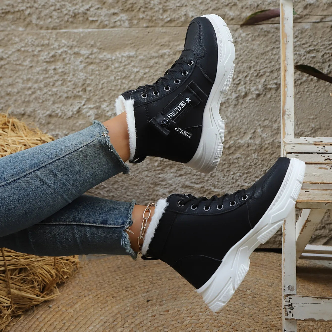 Botas Tobillo Mujer 2025 Cálidas - Plataforma Deportivas Nieve Invierno