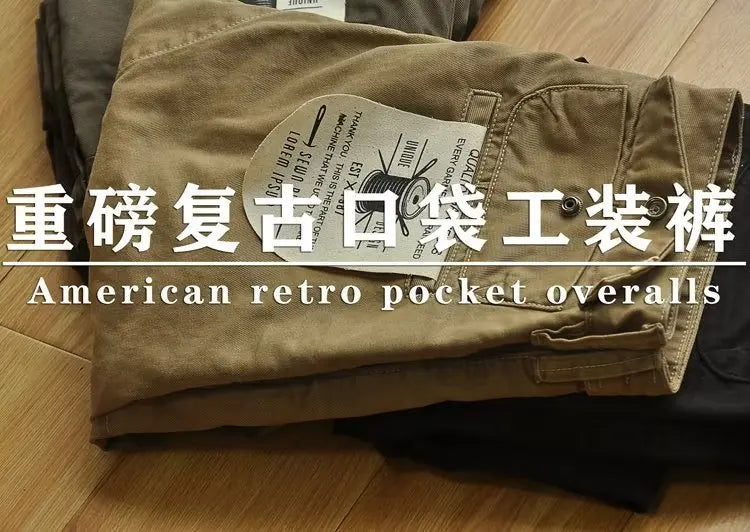 Pantalones Cargo Hombre Americano Retro - Workwear Resistentes Rectos