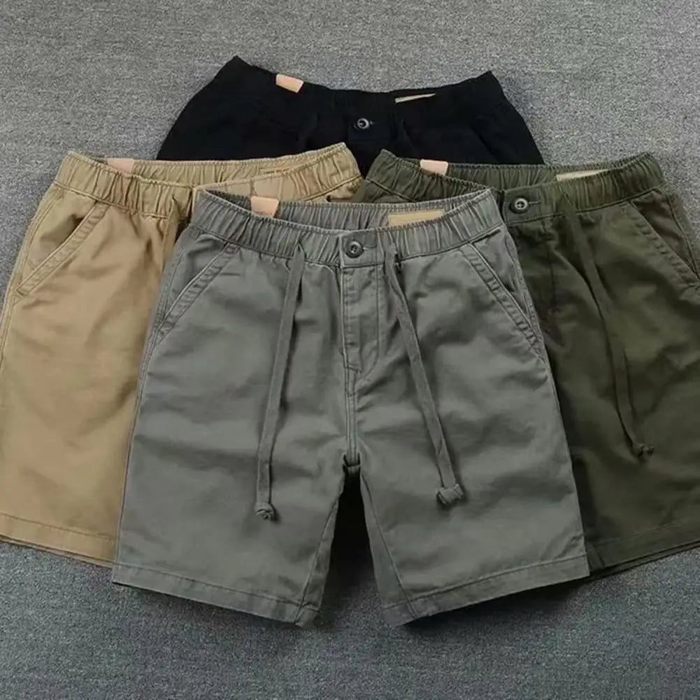 Shorts Hombre Algodón Verano - Bermudas Casuales Cintura Elástica Cordón