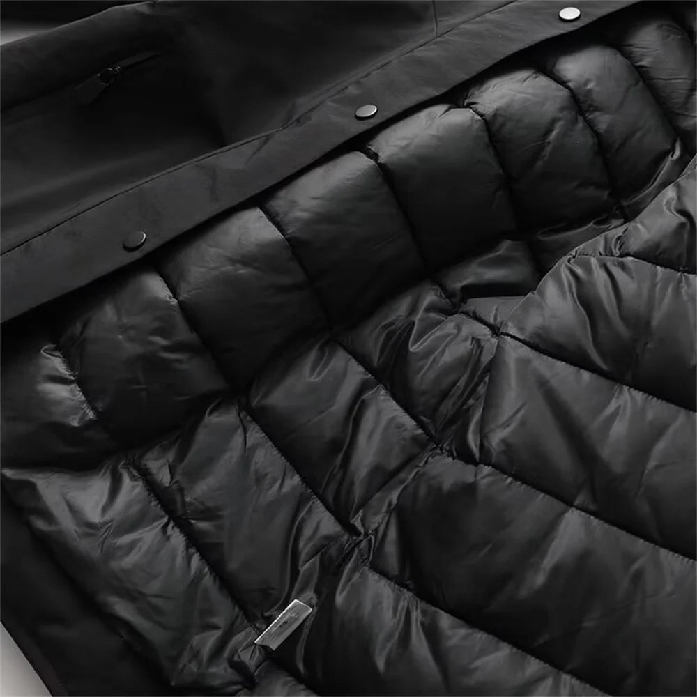 Abrigo Mujer Esquí Cálido 2025 - Chaqueta Capucha Cintura Ajustada