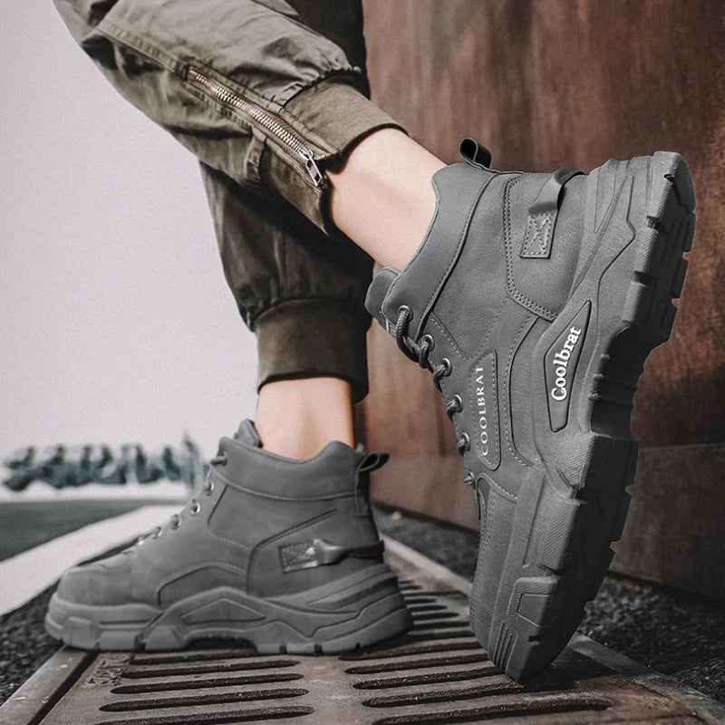 Botas Hombre Altas Plataforma - Casual Antideslizantes Cómodas Senderismo Outdoor Trabajo Cordones Tobillo
