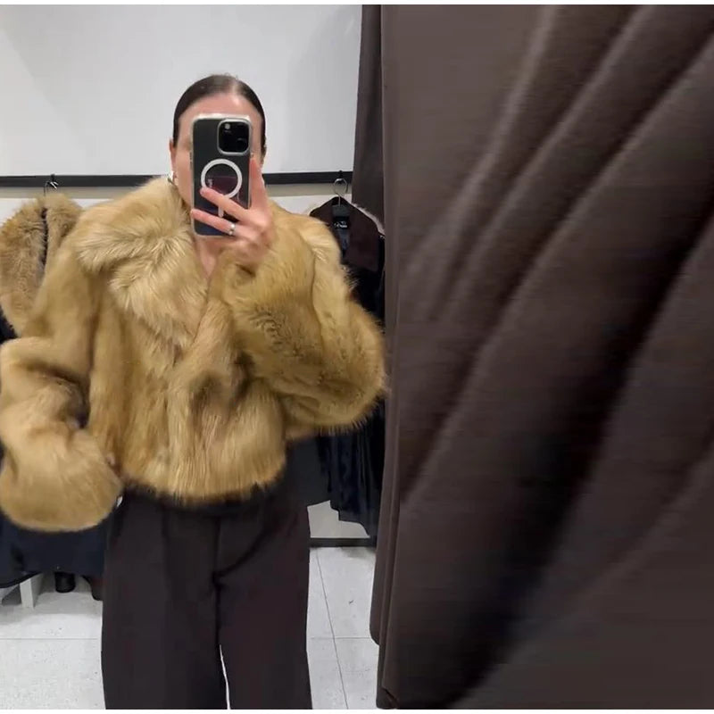 Chaqueta Piel Mujer Elegante - Chaqueta Cuello Alto Holgada 2025