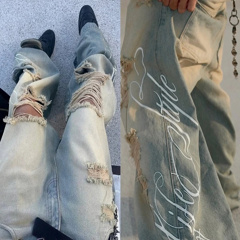 Vaqueros Mujer Y2K Rotos Vintage - Jeans Pierna Ancha Streetwear Unisex
