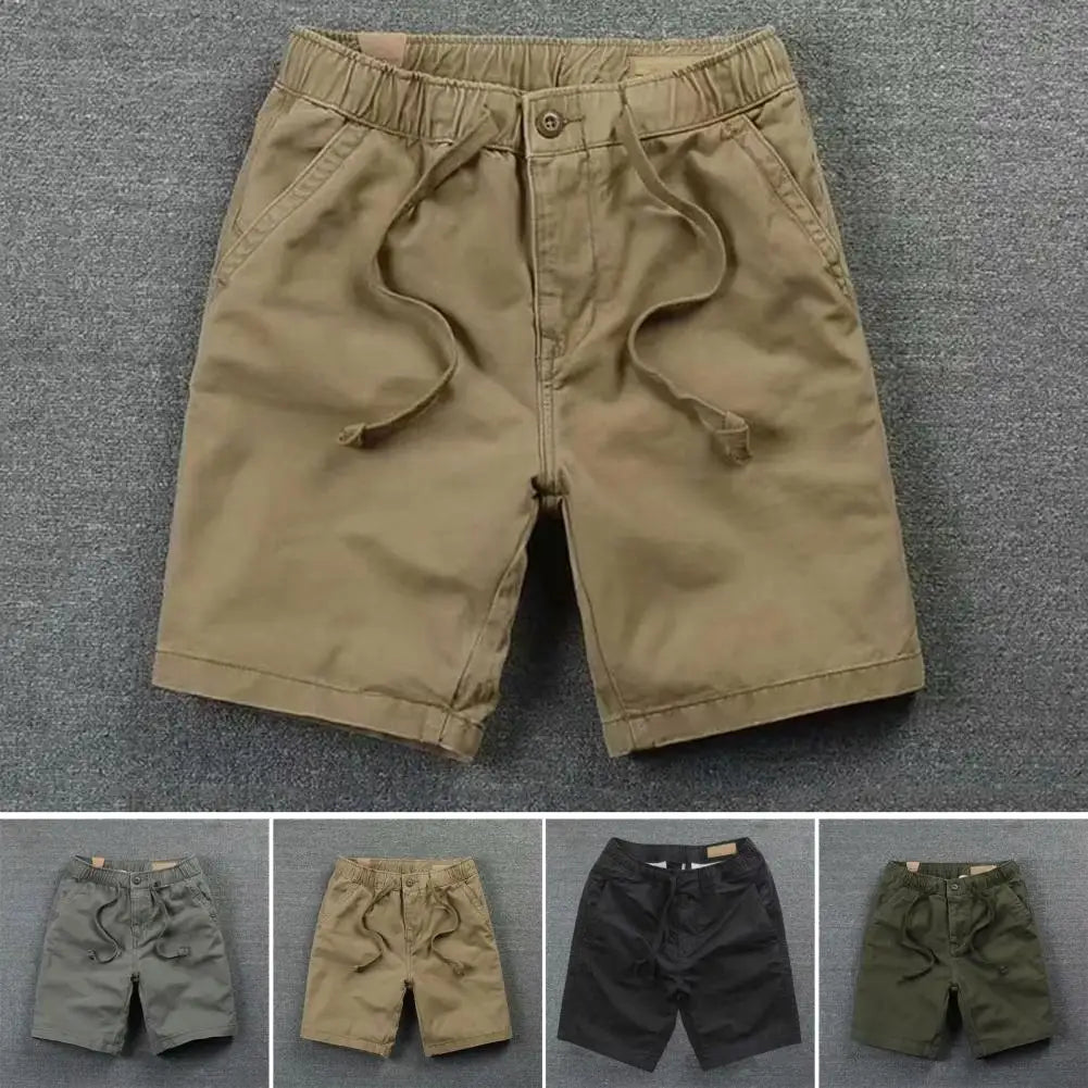 Shorts Hombre Algodón Verano - Bermudas Casuales Cintura Elástica Cordón