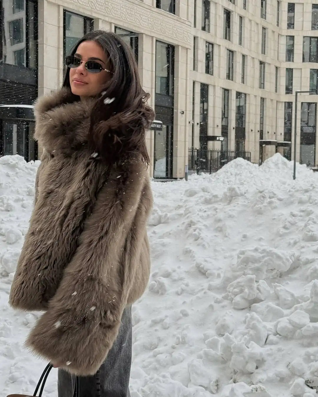 Chaqueta Piel Mujer Color Sólido - Chaqueta Cuello Alto Botón 2025