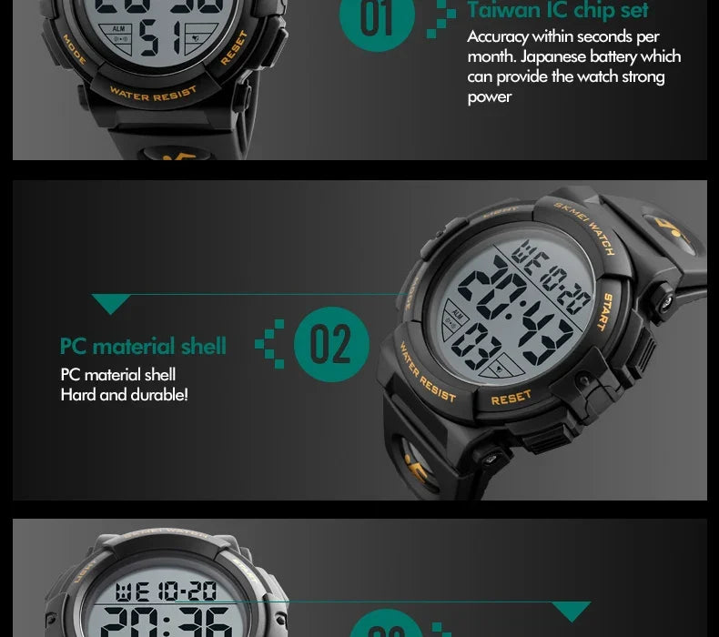 Reloj Deportivo Hombre SKMEI 1258 Digital - Multifunción Militar 5ATM Resistente al Agua Outdoor