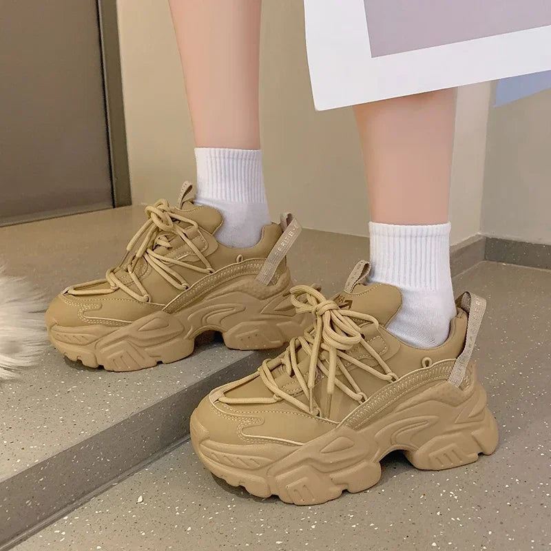 Sneakers Plataforma Chunky Mujer Blancos - Zapatillas Running Cómodas