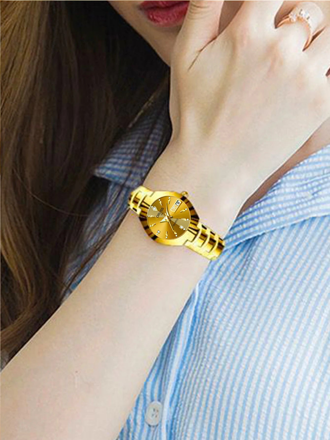 Reloj ORUSS para Pareja - Cuarzo Luxury Acero Inoxidable Resistente al Agua