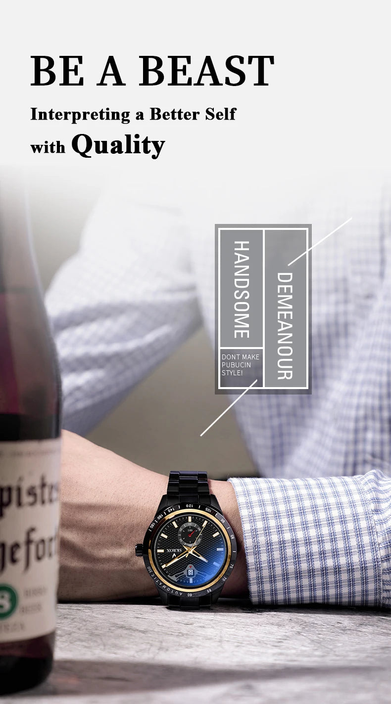 Reloj SKROX Automático Mecánico - Zafiro Acero Inoxidable Military Resistente al Agua