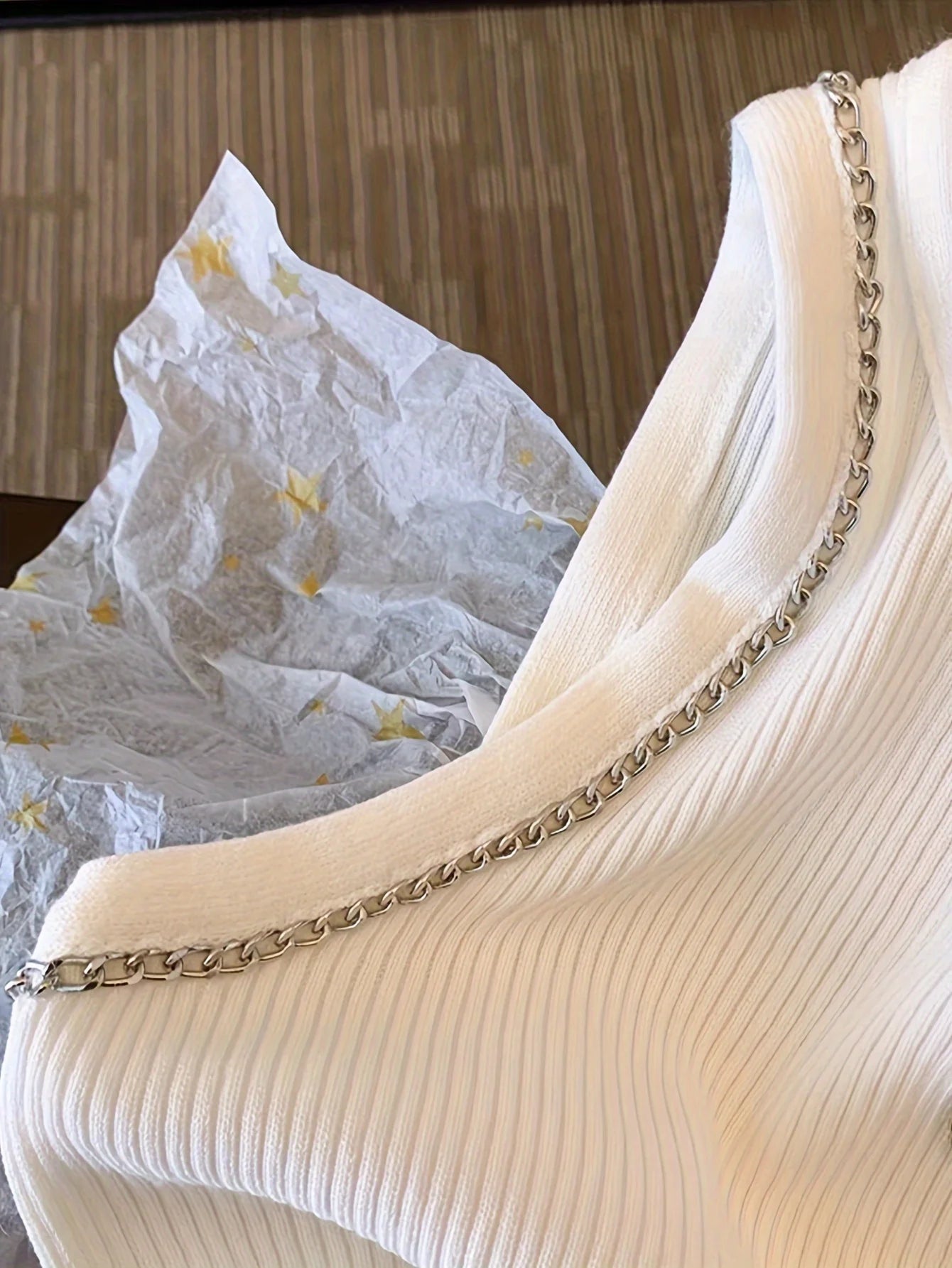 Top Crop Mujer Punto Cadena - Camiseta Sin Mangas Primavera