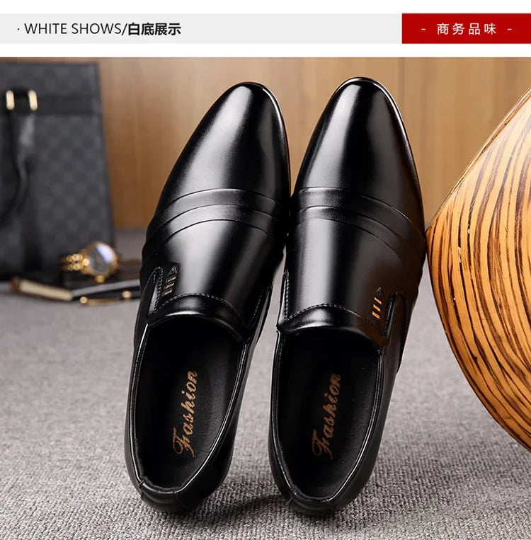 Zapatos Vestir Hombre Cuero PU Negro - Mocasines Oxford Punta Puntiaguda Boda Business