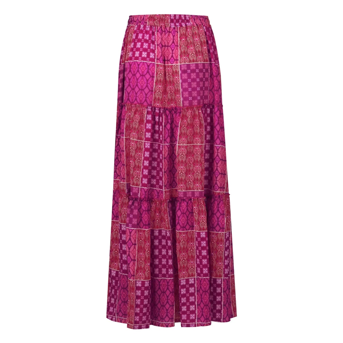 Falda Bohemia Mujer Larga Estampada - Falda Cintura Elástica Bolsillos Primavera