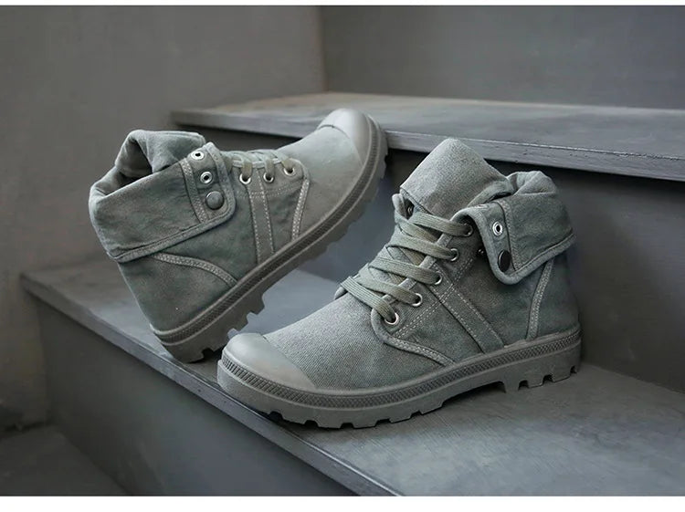 Botines Hombre Outdoor Canvas - Botas Casual Transpirables Cordones