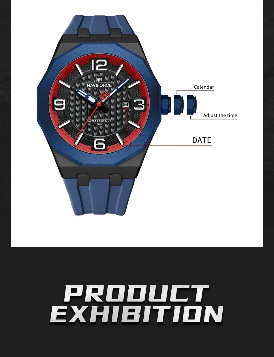 Reloj NAVIFORCE 8079 para Hombre - Cuarzo Fashion Resistente al Agua con Correa de Silicona
