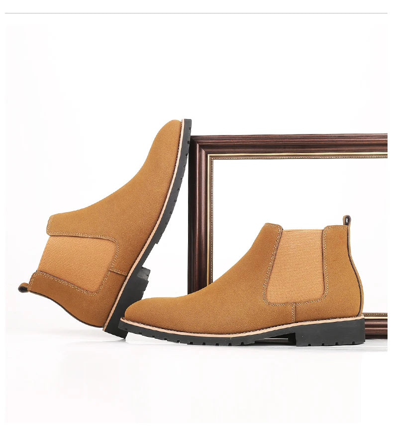 Botines Hombre Fashion Chelsea - Cuero Tobillo Casual Negros Outdoor High-Top Boda