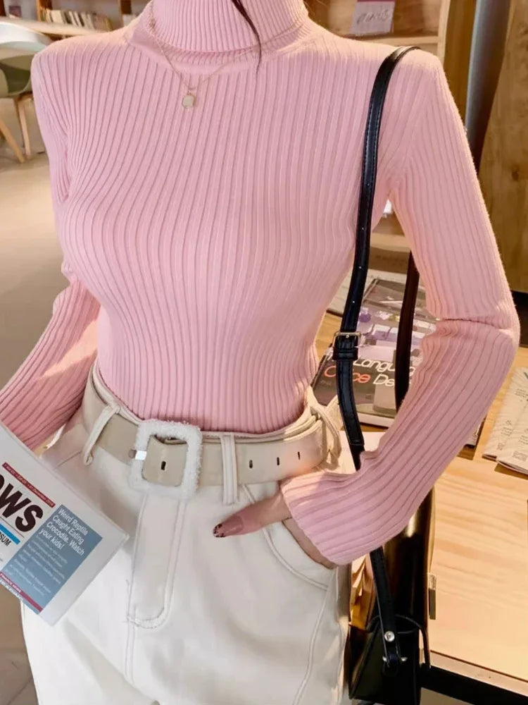 Jersey Mujer Cuello Alto Invierno 2024 - Grueso Cálido Slim Fit