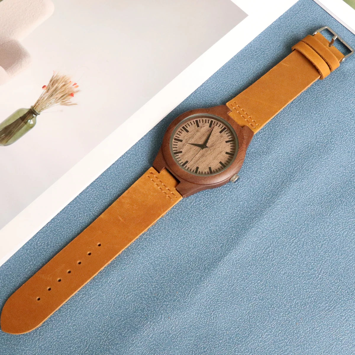 Reloj Madera Hombre y Mujer - Cuarzo Personalizable Unisex Ecológico
