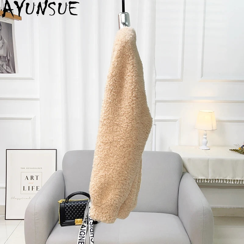 Chaqueta Lana Mujer Natural - Chaqueta Cordero Cuello V Media Largo 2025