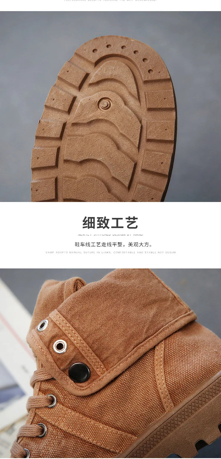 Botines Hombre Outdoor Canvas - Botas Casual Transpirables Cordones