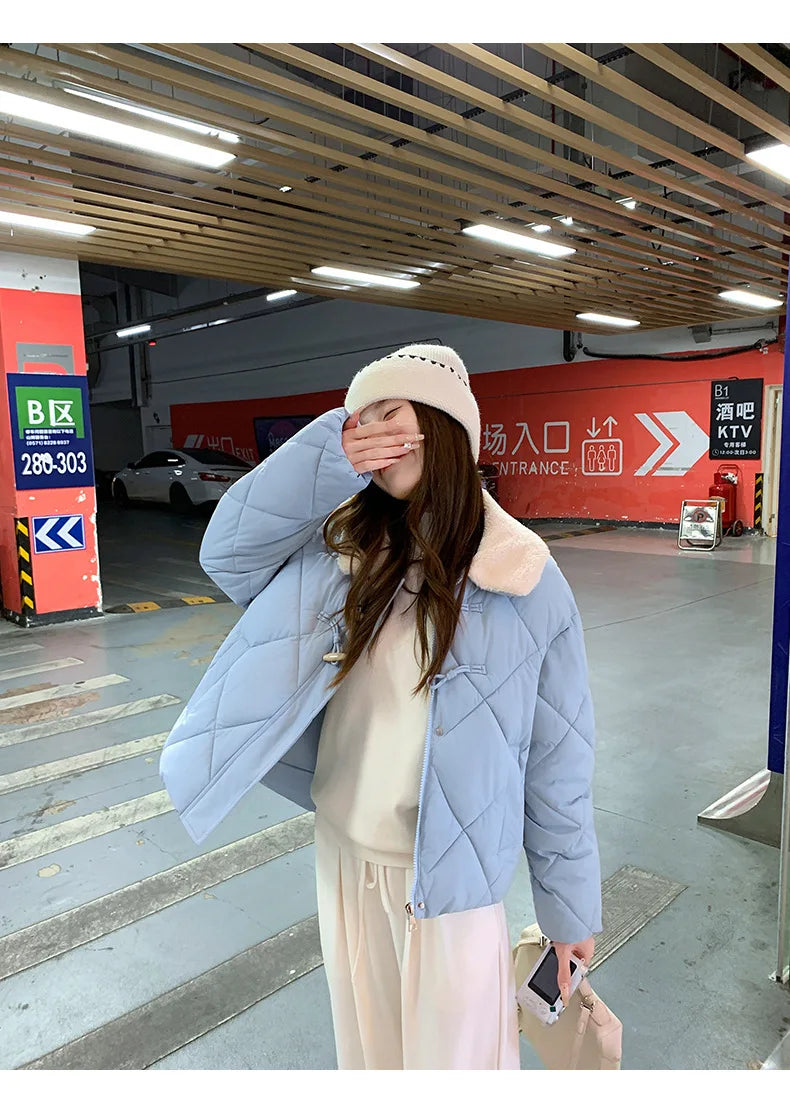 Chaqueta Algodón Mujer Tendencia - Chaqueta Estilo Chino Cuello Lana 2025