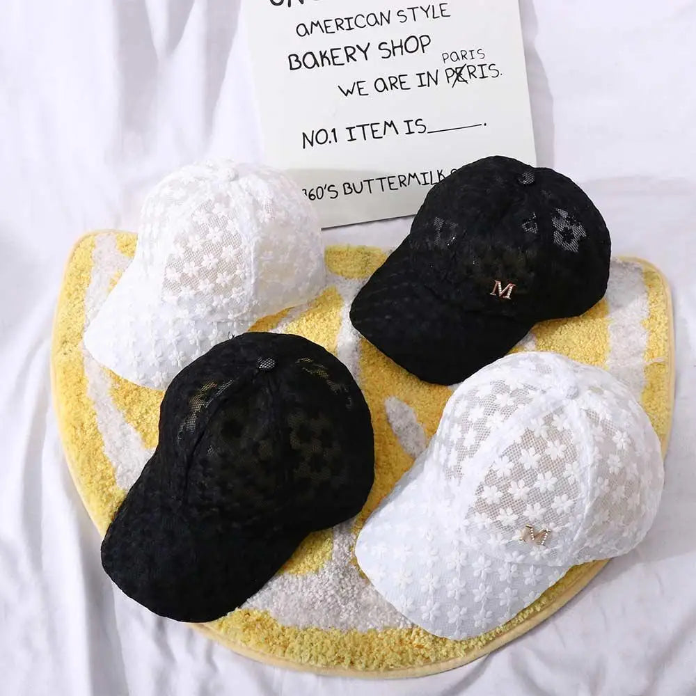 Gorra Baseball Mujer Flores - Cap Mesh Encaje Hip Hop Ajustable