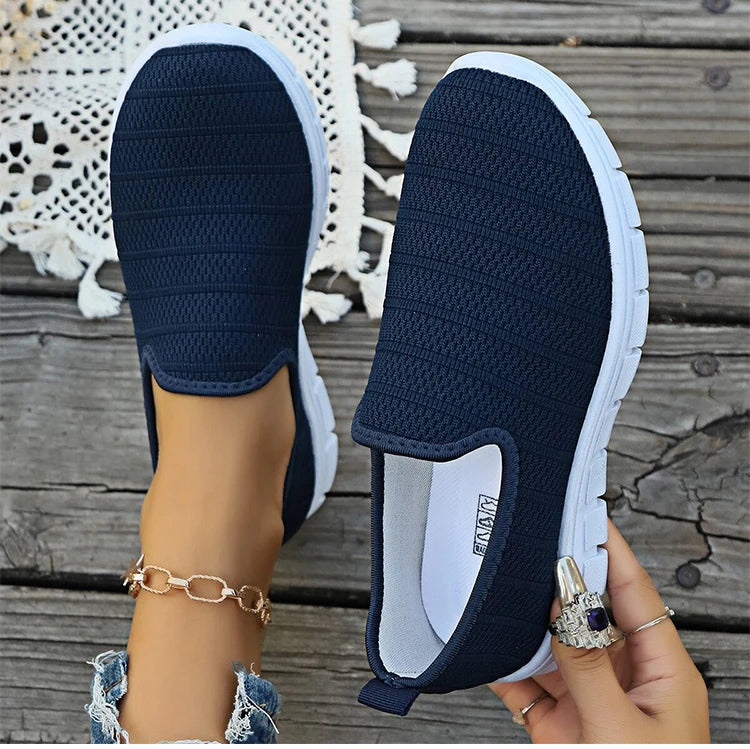 Sneakers Slip-On Mujer Blancos - Zapatillas Ligeras Sin Cordones Otoño