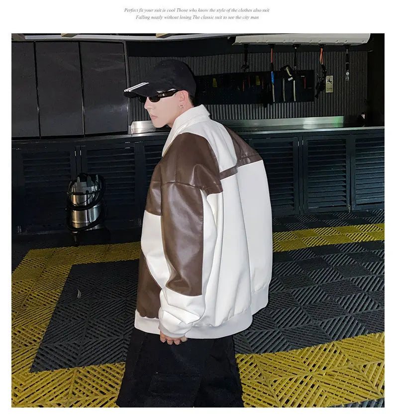 Chaqueta Cuero Hombre Motocicleta - Bomber Biker Otoño Invierno