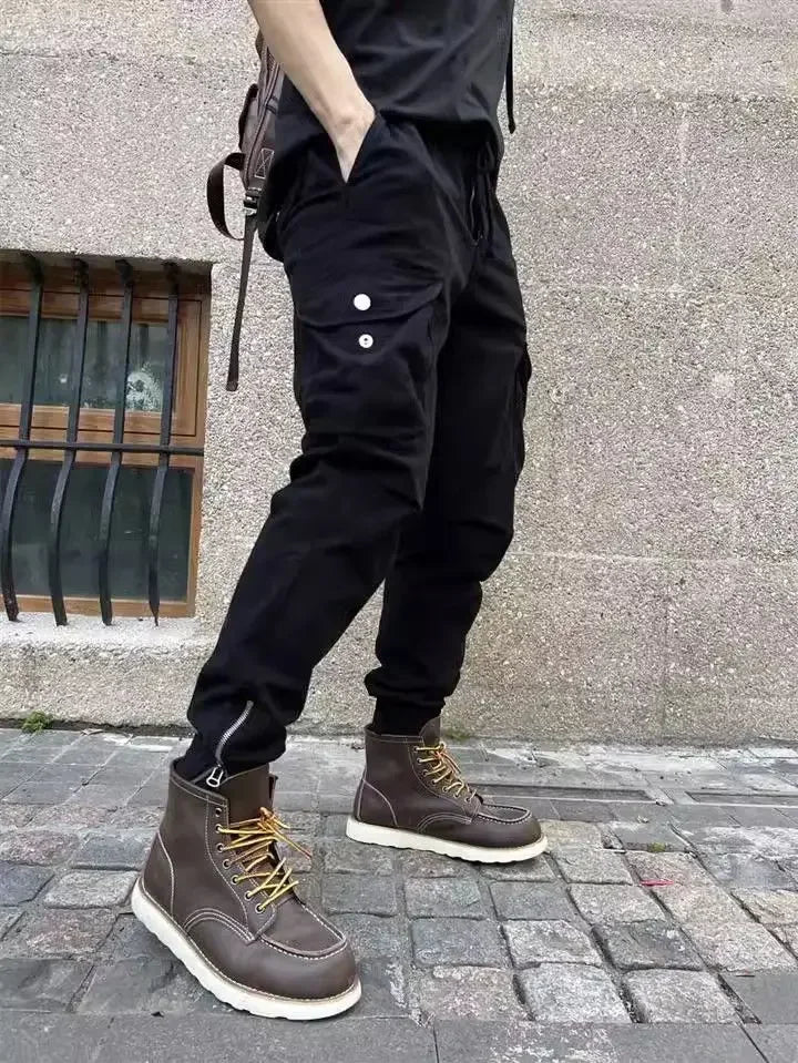 Pantalones Cargo Hombre Trekking - Motocicleta Gris Hiking Outdoor Coreano