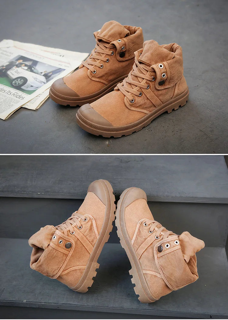 Botines Hombre Outdoor Canvas - Botas Casual Transpirables Cordones