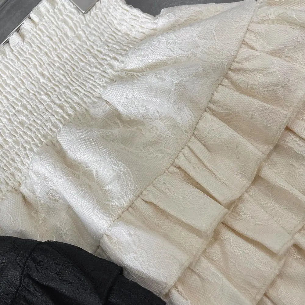 Falda Cintura Alta Mujer Primavera - Falda Mini Volantes Y2K Preppy