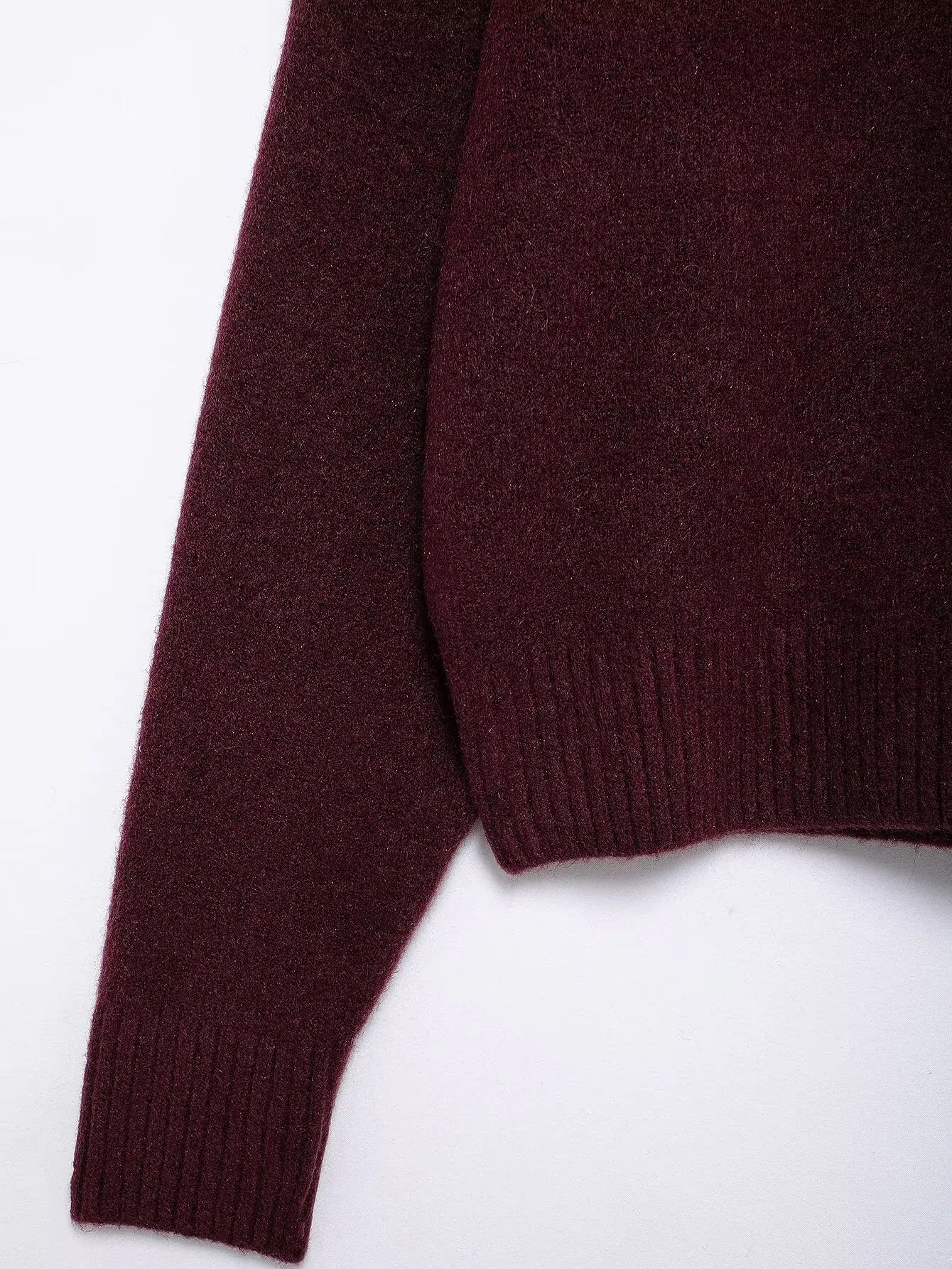 Suéter Mujer Burgundy Vintage - Jersey Cuello Alto Otoño Invierno