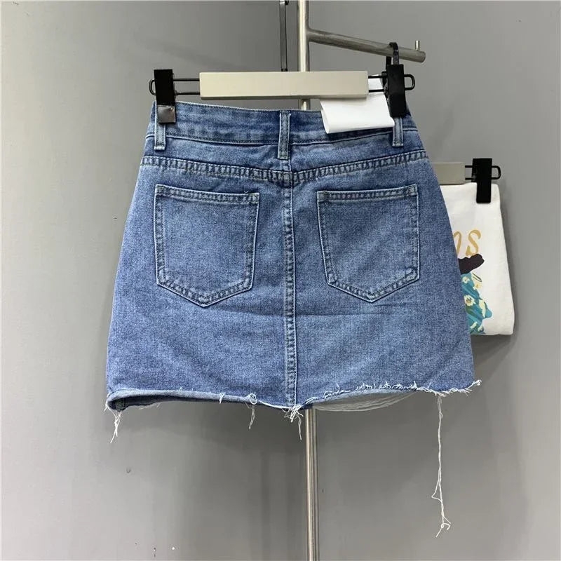 Falda Denim Mujer Irregular Verano - Falda Vaquera Corta Cintura Alta Fashion