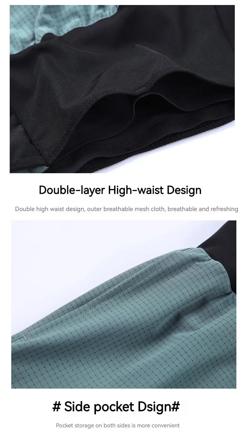 Shorts Running Hombre 2 en 1 Marathon - Pantalones Secado Rápido Multi-Bolsillos Riñonera