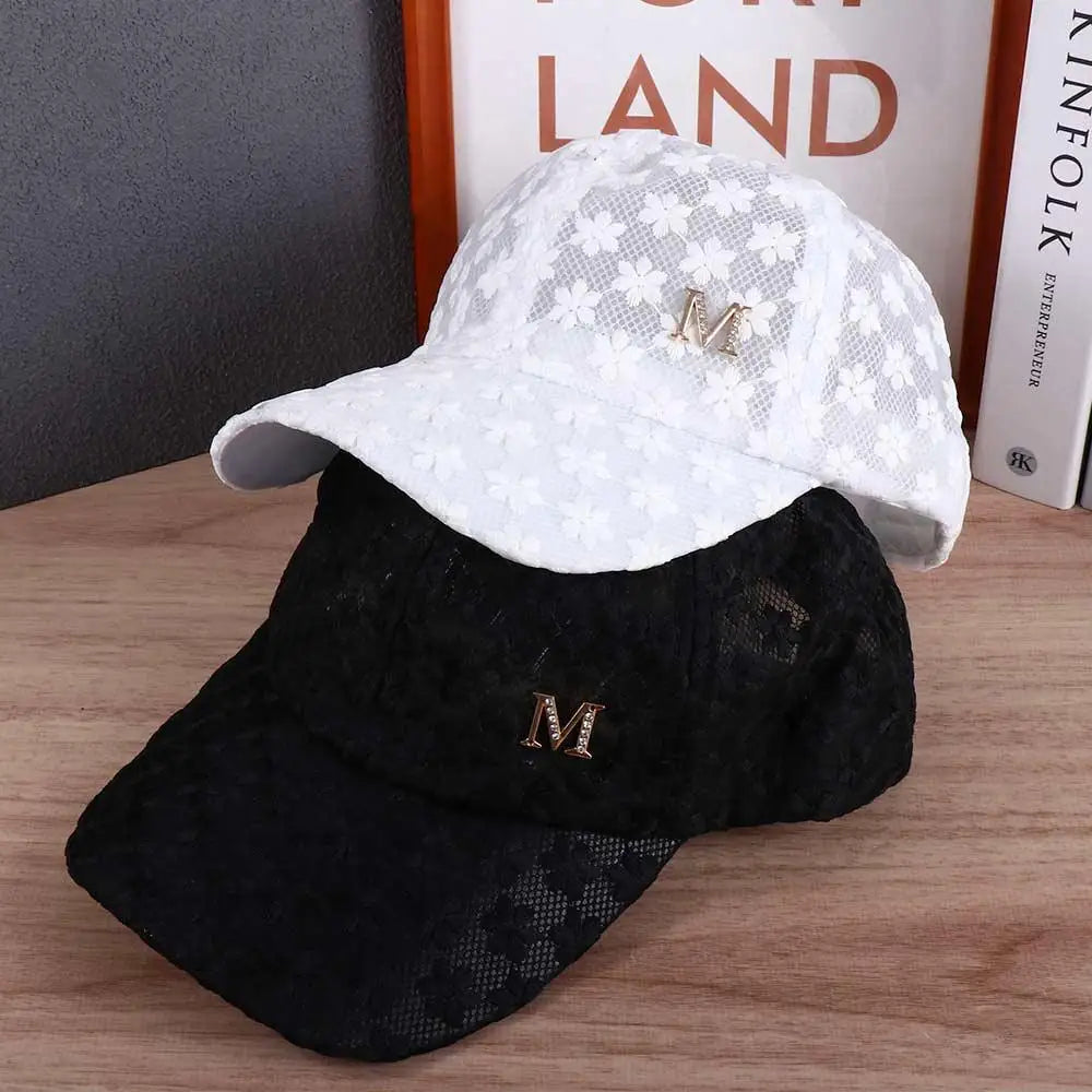 Gorra Baseball Mujer Flores - Cap Mesh Encaje Hip Hop Ajustable