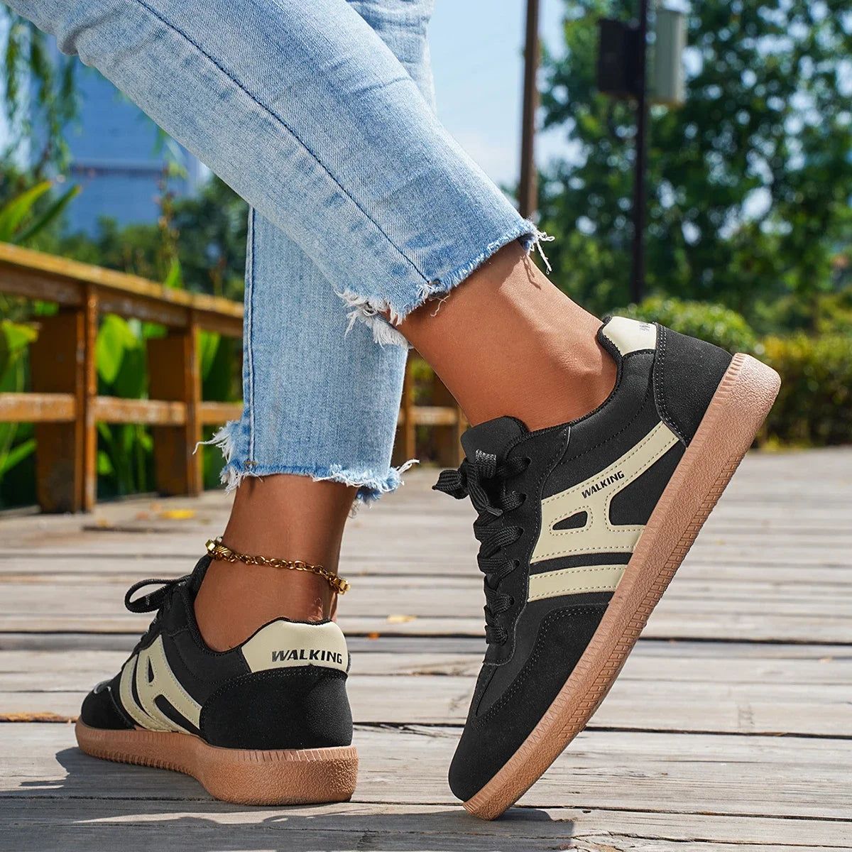 Sneakers Negros Mujer 2025 - Zapatillas Suela Suave Cómodas Caminar