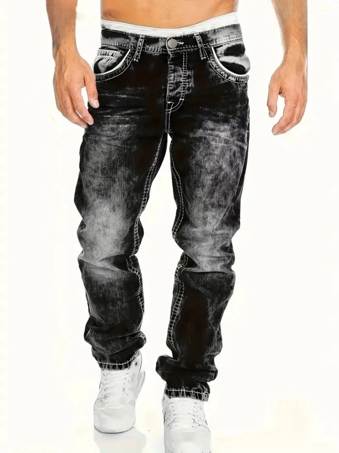Vaqueros Hombre Europeos Americanos Otoño - Jeans Slim Elásticos Lavado Vintage Streetwear