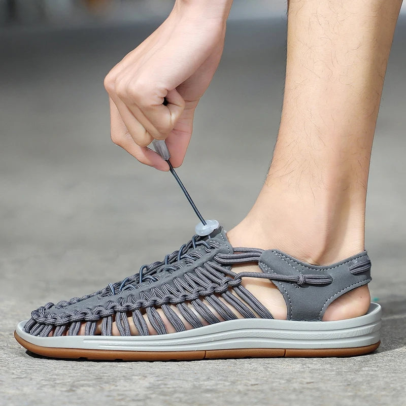 Sandalias Hombre Verano Tejidas - Outdoor Transpirables Slip-On Tallas Grandes