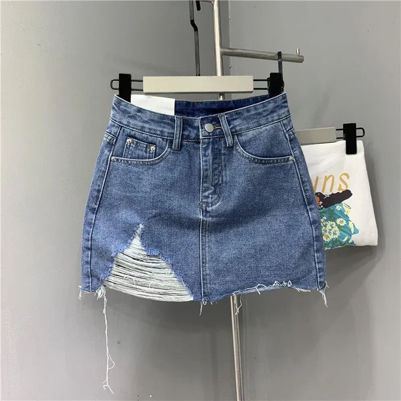 Falda Denim Mujer Irregular Verano - Falda Vaquera Corta Cintura Alta Fashion