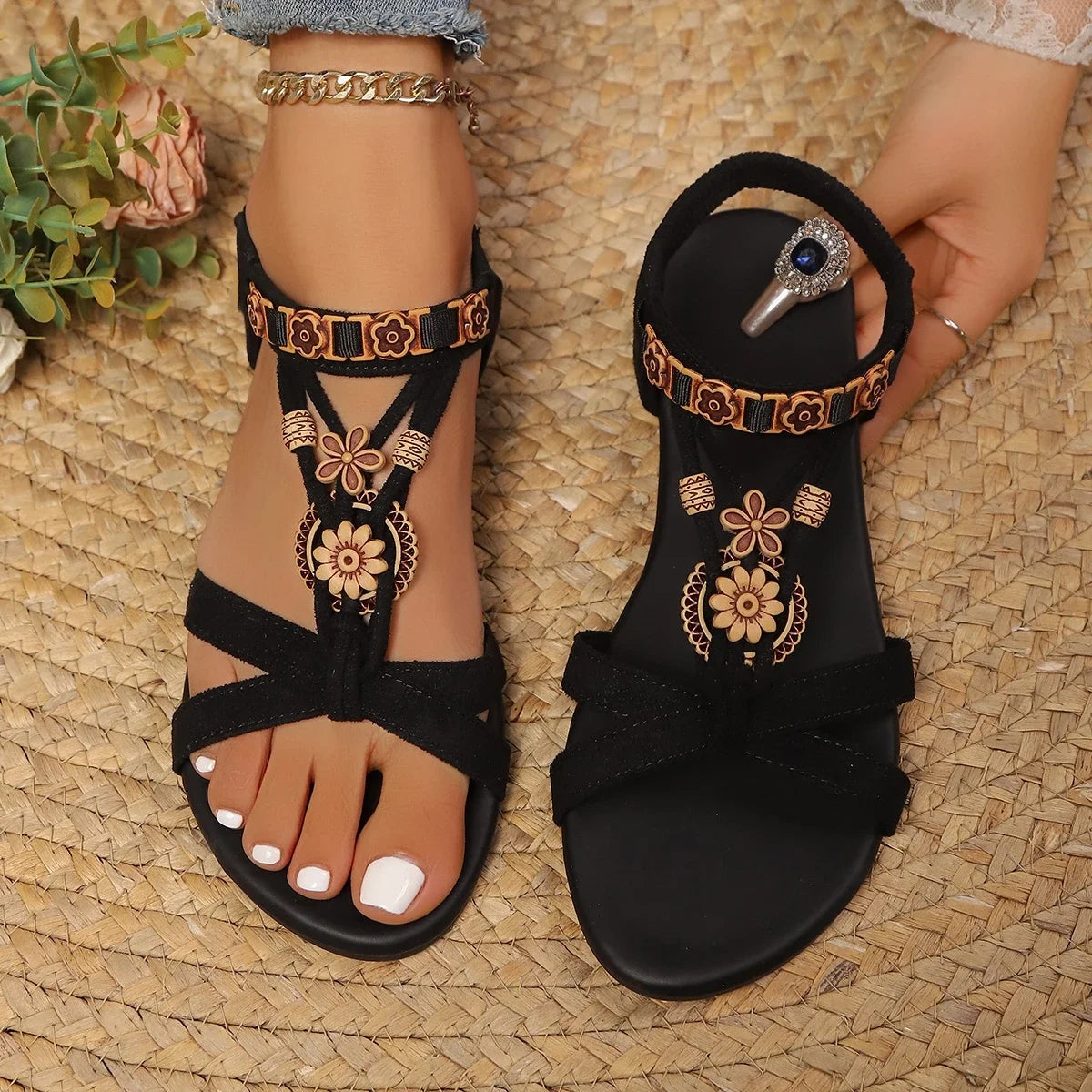 Sandalias Cuña Bohemia Mujer Verano - Zapatos Plataforma Sexy Antideslizantes
