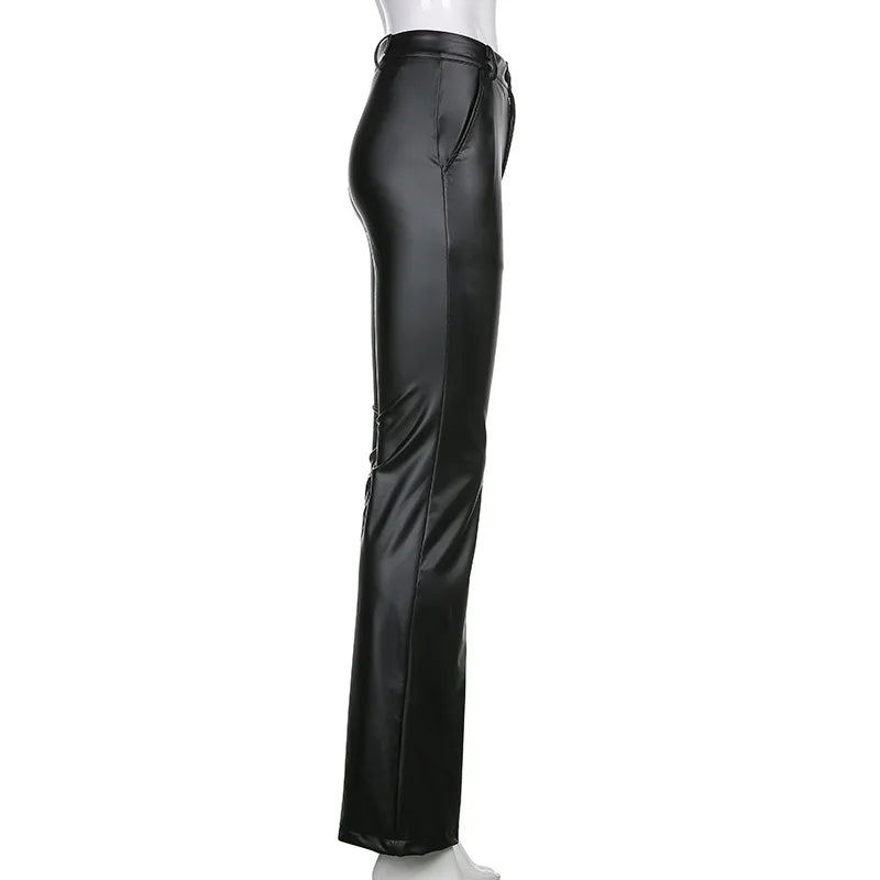 Pantalón Cuero PU Mujer - Leggings Negro Cintura Alta